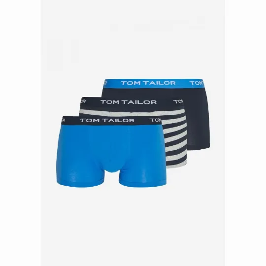 Trojbalenie pánskych boxeriek (modrá / čierna / pásikavá) TOM TAILOR