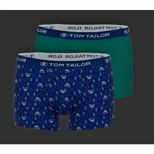 Vianočné dvojbalenie pánskych boxeriek (zelená / modrá) TOM TAILOR