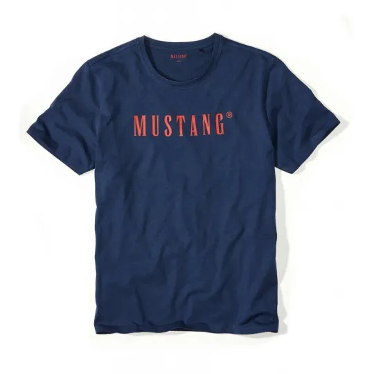 Pánske tmavomodré tričko s krátkym rukávom MUSTANG