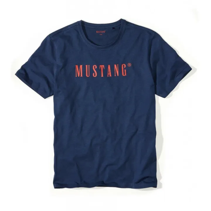 Pánske tmavomodré tričko s krátkym rukávom MUSTANG